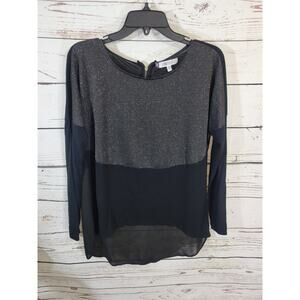 Jennifer Lopez Black Sparkling Gothic Goth  Long Sleeve Top Women's Size Medium